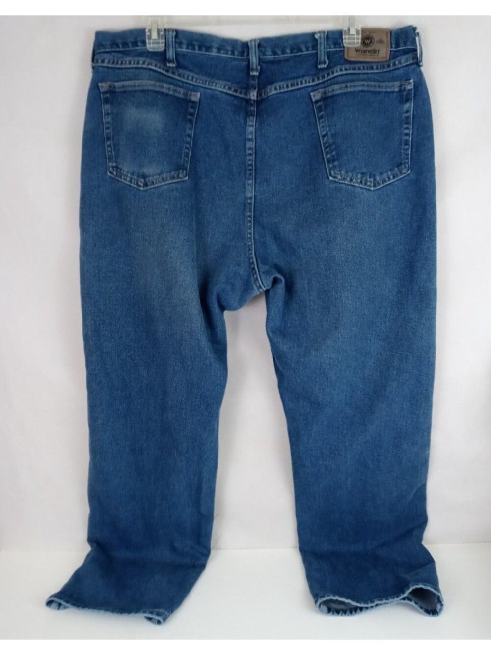 Wrangler Men's Dark Wash Distressed Bootcut Jeans Size 44x32